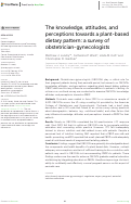 Cover page: The knowledge, attitudes, and perceptions towards a plant-based dietary pattern: a survey of obstetrician-gynecologists.