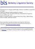 Cover page: Learning Cues to Category Membership: Patterns in Children's Acquisition of Hedges