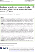 Cover page: Readiness to implement on-site molecular testing for tuberculosis in community health centers in Uganda