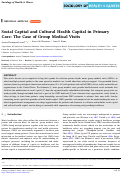 Cover page: Social Capital and Cultural Health Capital in Primary Care: The Case of Group Medical Visits.