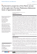 Cover page: Psychometric properties of the Polish version of the eight-item Morisky Medication Adherence Scale in hypertensive adults