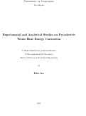 Cover page: Experimental and Analytical Studies on Pyroelectric Waste Heat Energy Conversion