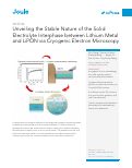 Cover page: Unveiling the Stable Nature of the Solid Electrolyte Interphase between Lithium Metal and LiPON via Cryogenic Electron Microscopy