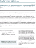 Cover page: Implementing COVID-19 Simulation Training for Anesthesiology Residents.