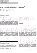 Cover page: Is It Prime Time for Alpha2-Adrenocepter Agonists in the Treatment of Withdrawal Syndromes?