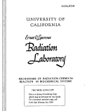 Cover page: MECHANISMS OP RADIATION-CHEMICAL REACTION IN BIOCHEMICAL SYSTEMS