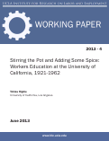 Cover page: Stirring the Pot and Adding Some Spice:  Workers Education at the University of California, 1921-1962