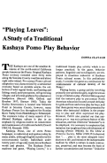 Cover page: "Playing Leaves": A Study of a Traditional Kashaya Pomo Play Behavior