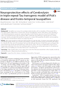 Cover page: Neuroprotective effects of Cerebrolysin in triple repeat Tau transgenic model of Pick's disease and fronto-temporal tauopathies.