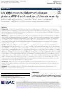 Cover page: Sex differences in Alzheimer’s disease: plasma MMP-9 and markers of disease severity