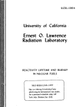 Cover page: REACTIVITY LIFETIME AND BURNUP IN NUCLEAR FUELS