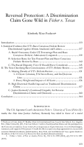 Cover page: Reverse Protection: A Discrimination Claim Gone Wild in Fisher v. Texas