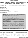 Cover page: Variation in Specialists’ Reported Hospitalization Practices of Children Sustaining Blunt Abdominal Trauma