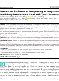 Cover page: Barriers and Facilitators to Incorporating an Integrative Mind-Body Intervention in Youth With Type 2 Diabetes.