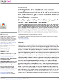Cover page: Development and validation of a clinical model for preconception and early pregnancy risk prediction of gestational diabetes mellitus in nulliparous women.