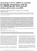 Cover page: Stem–loop 4 of U1 snRNA is essential for splicing and interacts with the U2 snRNP-specific SF3A1 protein during spliceosome assembly