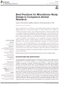 Cover page: Best Practices for Microbiome Study Design in Companion Animal Research