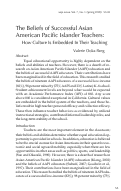 Cover page: The Beliefs of Successful Asian American Pacific Islander Teachers: How Culture Is Embedded In Their Teaching