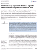 Cover page: Short-term early exposure to thirdhand cigarette smoke increases lung cancer incidence in mice.