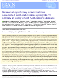 Cover page: Neuronal synchrony abnormalities associated with subclinical epileptiform activity in early-onset Alzheimer’s disease