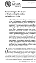 Cover page: Refashioning the Practicum by Emphasizing Attending and Reflective Skills