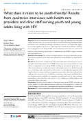 Cover page: What does it mean to be youth-friendly? Results from qualitative interviews with health care providers and clinic staff serving youth and young adults living with HIV