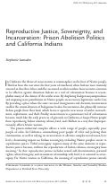 Cover page: Reproductive Justice, Sovereignty, and Incarceration: Prison Abolition Politics and California Indians