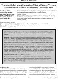 Cover page: Teaching Endotracheal Intubation Using a Cadaver Versus a Manikin-based Model: a Randomized Controlled Trial