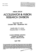 Cover page: ACCELERATOR &amp; FUSION RESEARCH DIV. ANNUAL REPORT, OCT. 80 - SEPT. 81