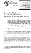 Cover page: International Students at the University of California: The Impact on Writing Center Practice