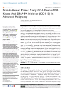 Cover page: First-In-Human Phase I Study Of A Dual mTOR Kinase And DNA-PK Inhibitor (CC-115) In Advanced Malignancy