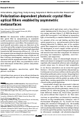 Cover page: Polarization-dependent photonic crystal fiber optical filters enabled by asymmetric metasurfaces.
