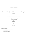 Cover page: Economic Analyses of Environmental Change in China