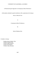 Cover page: A phenomenological approach to contemporary music performance