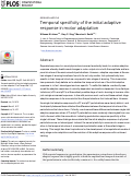 Cover page: Temporal specificity of the initial adaptive response in motor adaptation