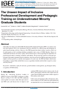 Cover page: The Unseen Impact of Inclusive Professional Development and Pedagogic Training on Underestimated Minority Graduate Students