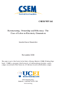 Cover page: Restructuring, Ownership and Efficiency: The Case of Labor in Electricity Generation