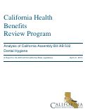 Cover page: California Health Benefits Review Program Analysis of California Assembly Bill AB 502 Dental Hygiene