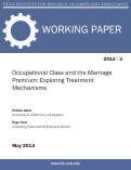 Cover page: Occupational Class and the Marriage Premium: Exploring Treatment Mechanisms