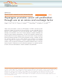 Cover page: Asparagine promotes cancer cell proliferation through use as an amino acid exchange factor