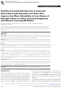 Cover page: Umbilical Cord Erythroferrone Is Inversely Associated with Hepcidin, but Does Not Capture the Most Variability in Iron Status of Neonates Born to Teens Carrying Singletons and Women Carrying Multiples.