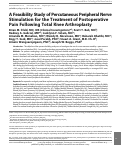 Cover page: A Feasibility Study of Percutaneous Peripheral Nerve Stimulation for the Treatment of Postoperative Pain Following Total Knee Arthroplasty