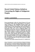 Cover page: Recent United Nations Initiatives Concerning the Rights of Indigenous Peoples