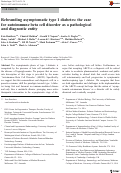 Cover page: Rebranding asymptomatic type 1 diabetes: the case for autoimmune beta cell disorder as a pathological and diagnostic entity