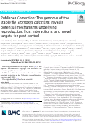 Cover page: Publisher Correction: The genome of the stable fly, Stomoxys calcitrans, reveals potential mechanisms underlying reproduction, host interactions, and novel targets for pest control