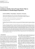 Cover page: Continuous Positive Airway Pressure Device Time to Procurement in a Disadvantaged Population.