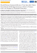 Cover page: Should Human Immunodeficiency Virus Specialty Clinics Treat Patients With Hypertension or Refer to Primary Care? An Analysis of Treatment Outcomes.