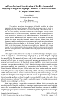 Cover page: A Cross-Sectional Investigation of the Development of Modality in English Language Learners’ Writing: A Corpus-Driven Study