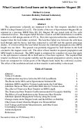 Cover page: What Caused the Lead burn-out in Spectrometer Magnet 2B