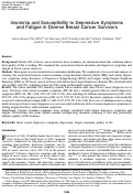 Cover page: Insomnia and Susceptibility to Depressive Symptoms and Fatigue in Diverse Breast Cancer Survivors.